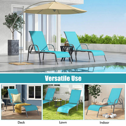 Adjustable Patio Chaise Lounge Chair with 5-Position Backrest