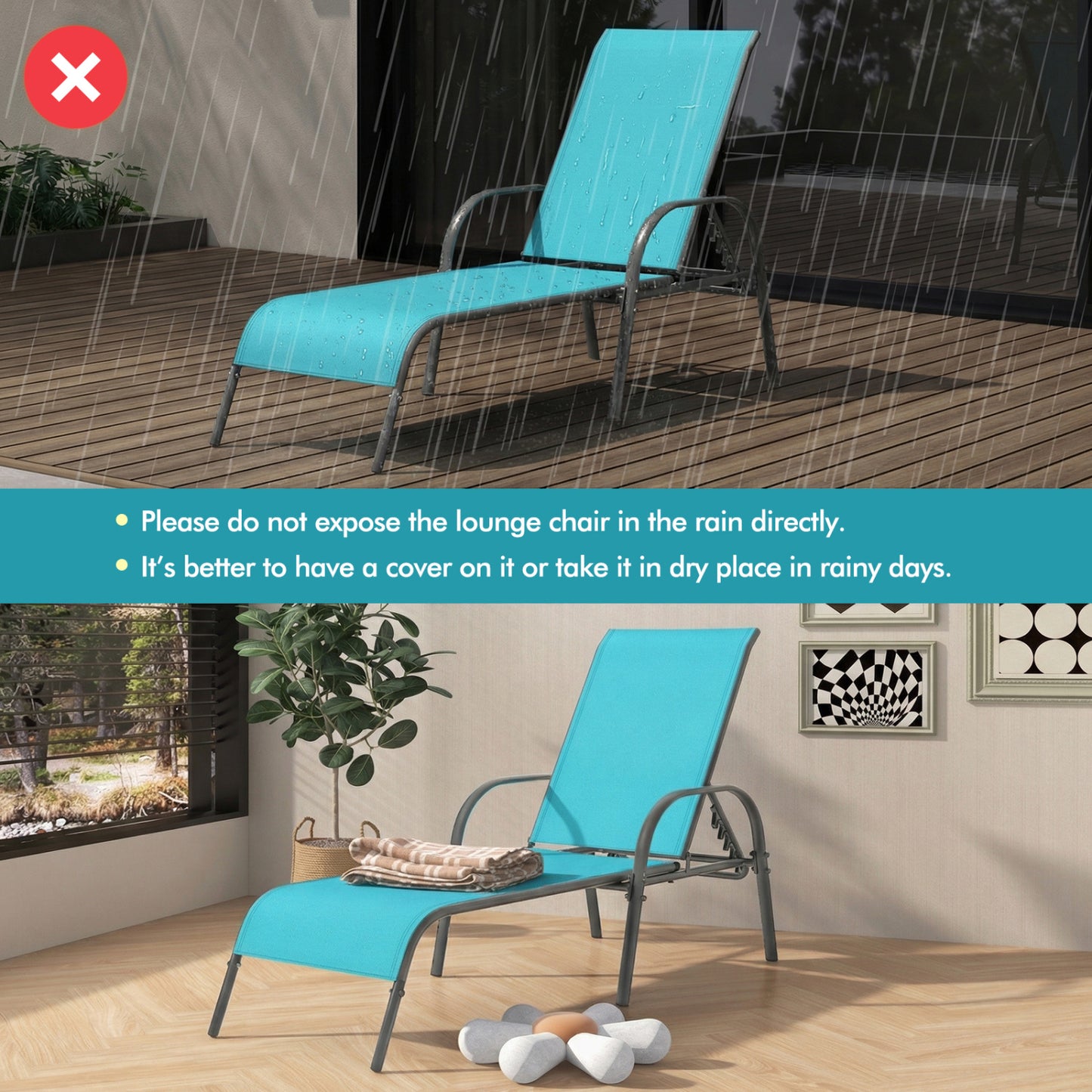 Adjustable Patio Chaise Lounge Chair with 5-Position Backrest