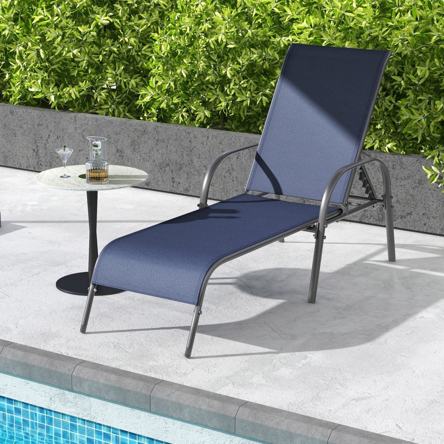 Adjustable Patio Chaise Lounge Chair with 5-Position Backrest