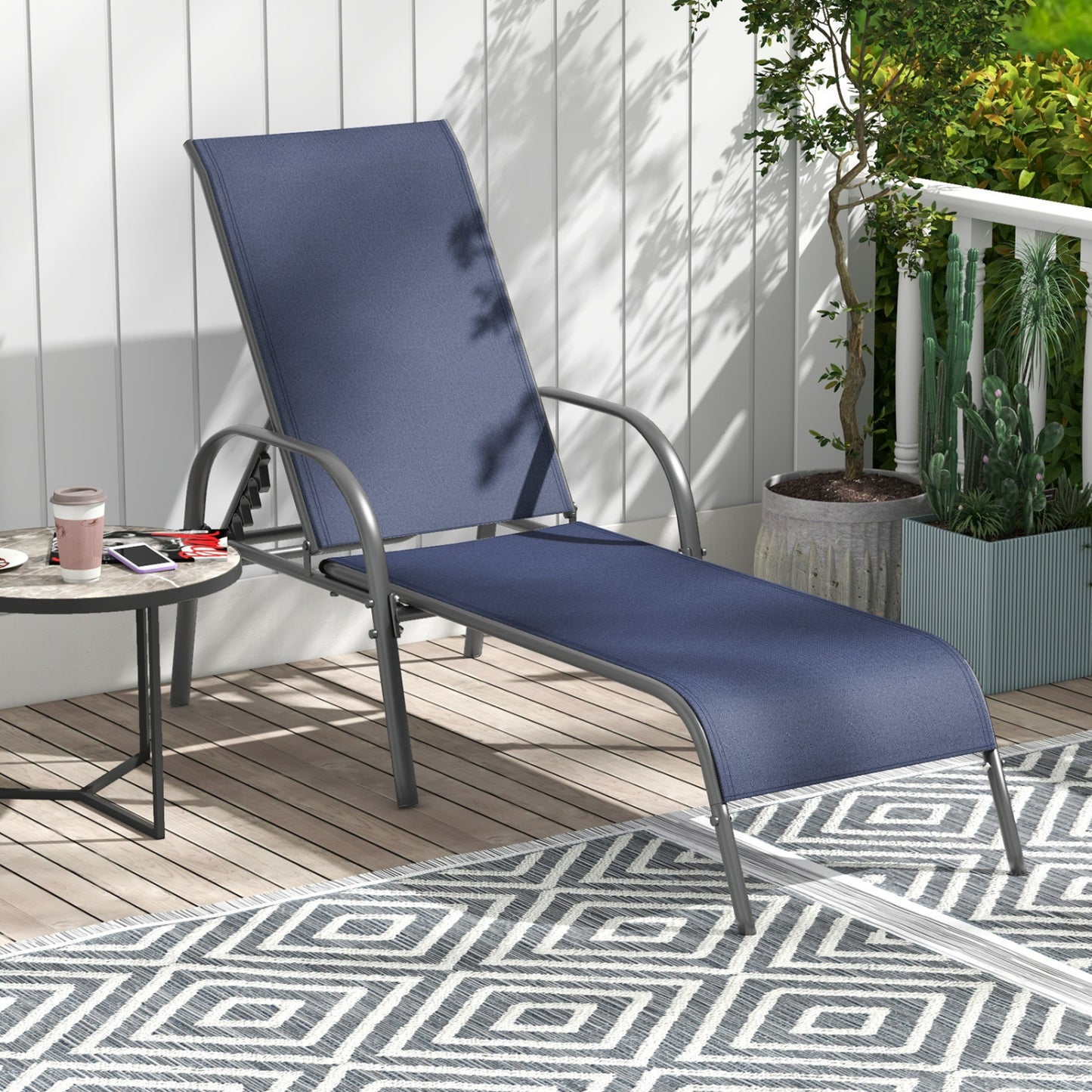 Adjustable Patio Chaise Lounge Chair with 5-Position Backrest