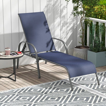 Adjustable Patio Chaise Lounge Chair with 5-Position Backrest