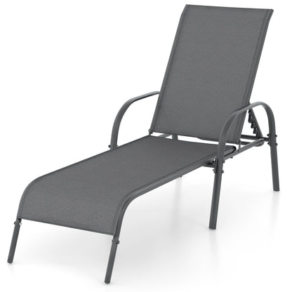 Adjustable Patio Chaise Lounge Chair with 5-Position Backrest