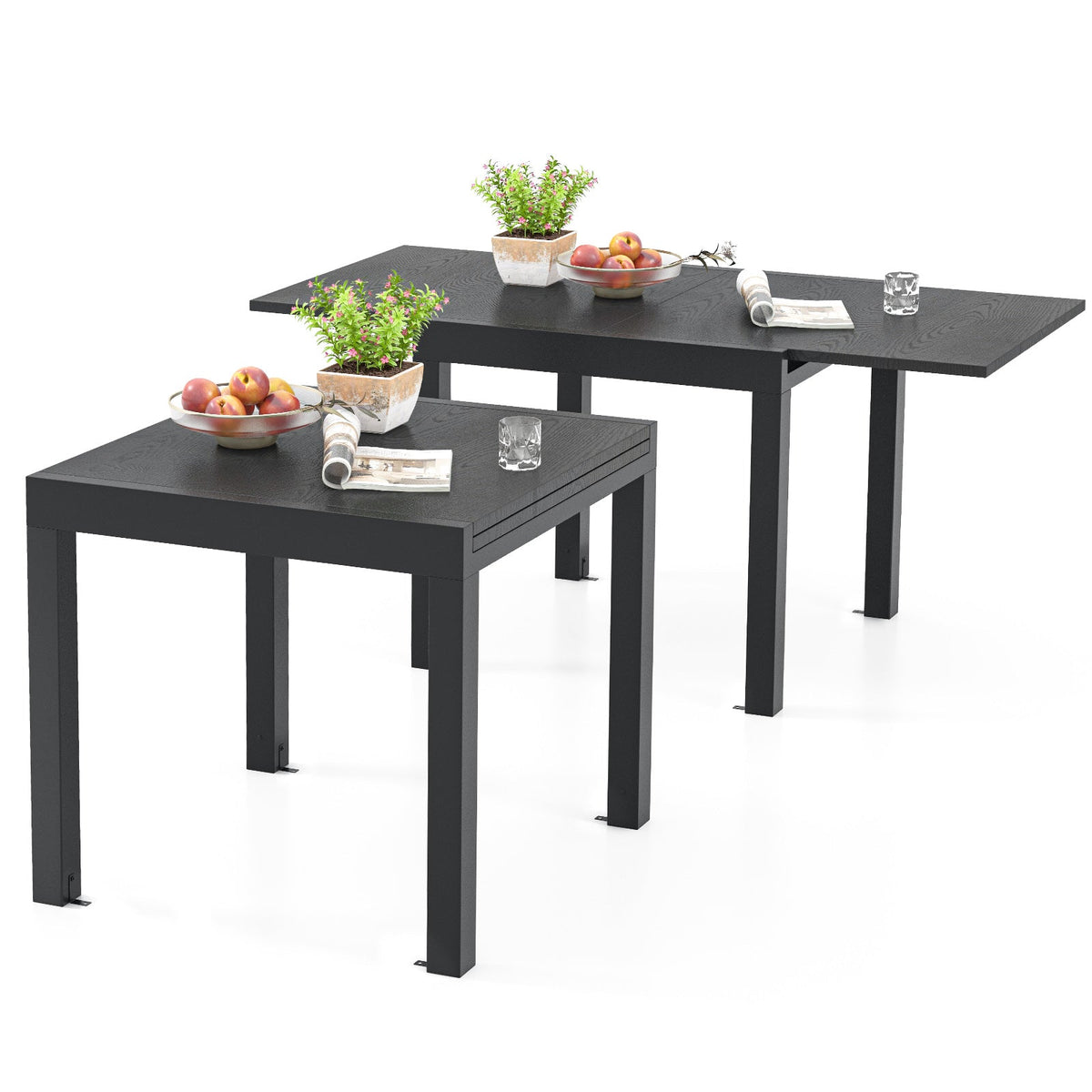 31.5 inches-63 inches Adjustable Patio Expandable Dining Table for 4-6 Person-Gray