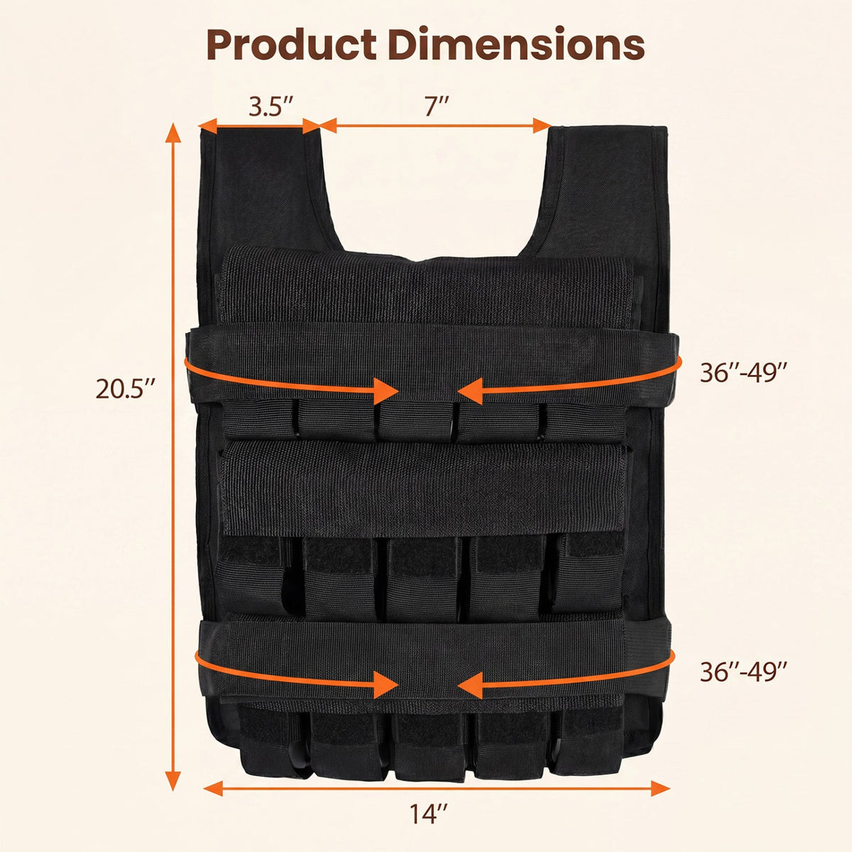 Adjustable Weighted Vest with Removable Iron Weights 44 lbs