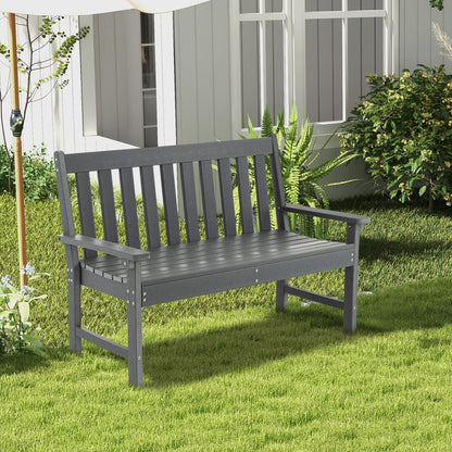 52-Inch Outdoor Bench with Backrest and Armrests