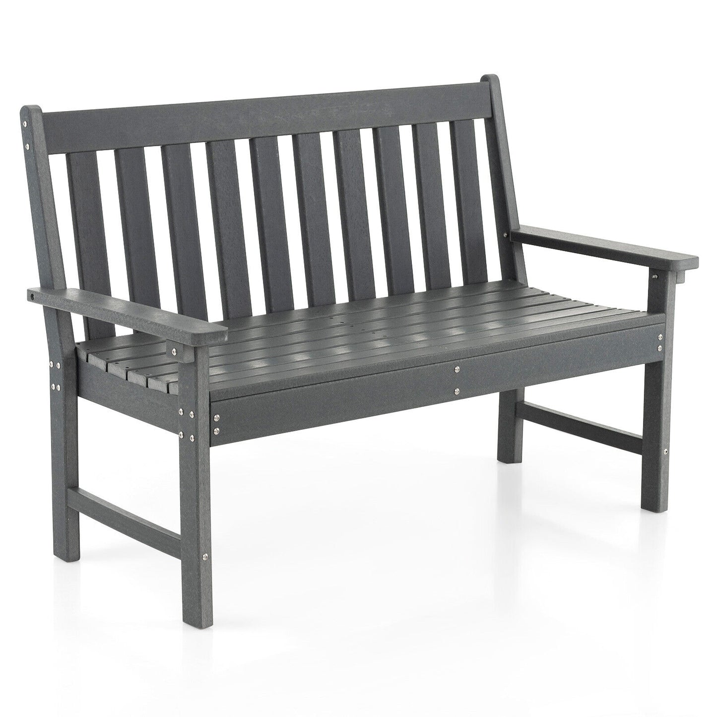 52-Inch Outdoor Bench with Backrest and Armrests