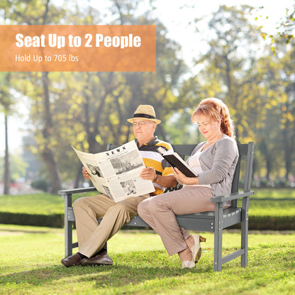52-Inch Outdoor Bench with Backrest and Armrests
