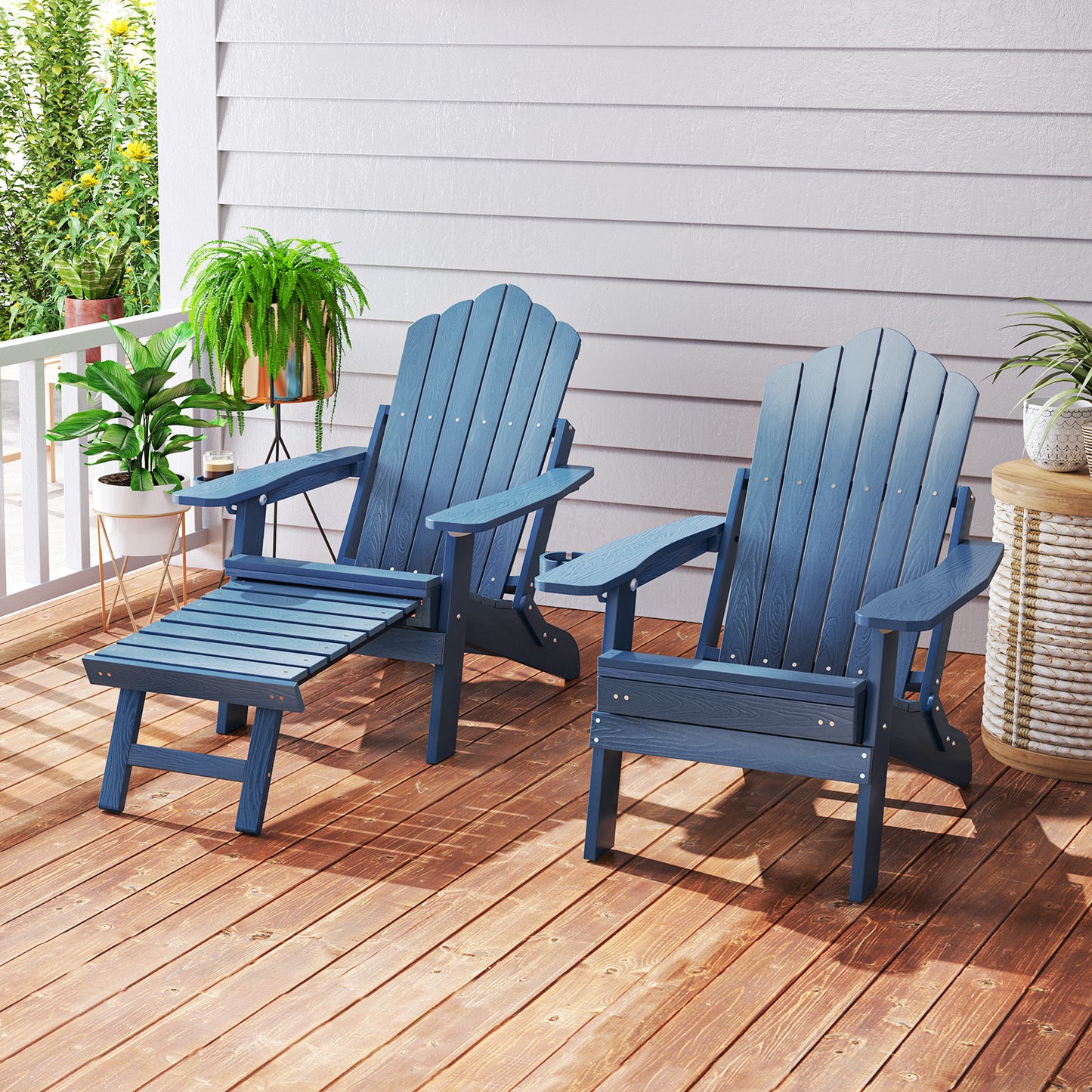 Adirondack Lounge Chair with Retractable Footrest