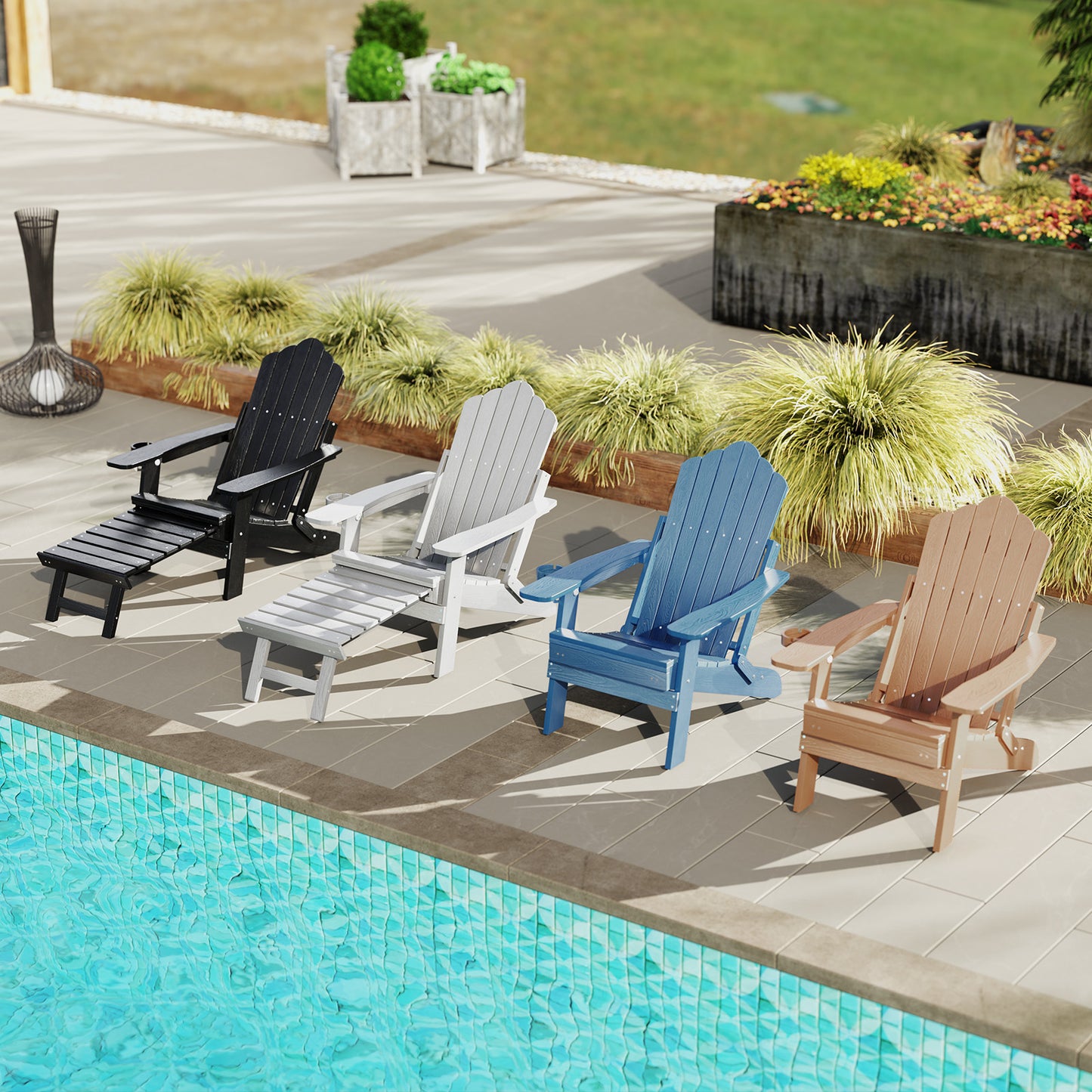 Adirondack Lounge Chair with Retractable Footrest