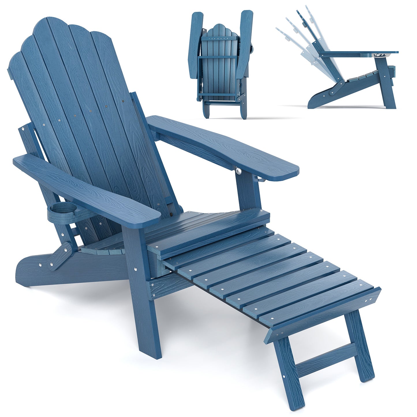 Adirondack Lounge Chair with Retractable Footrest