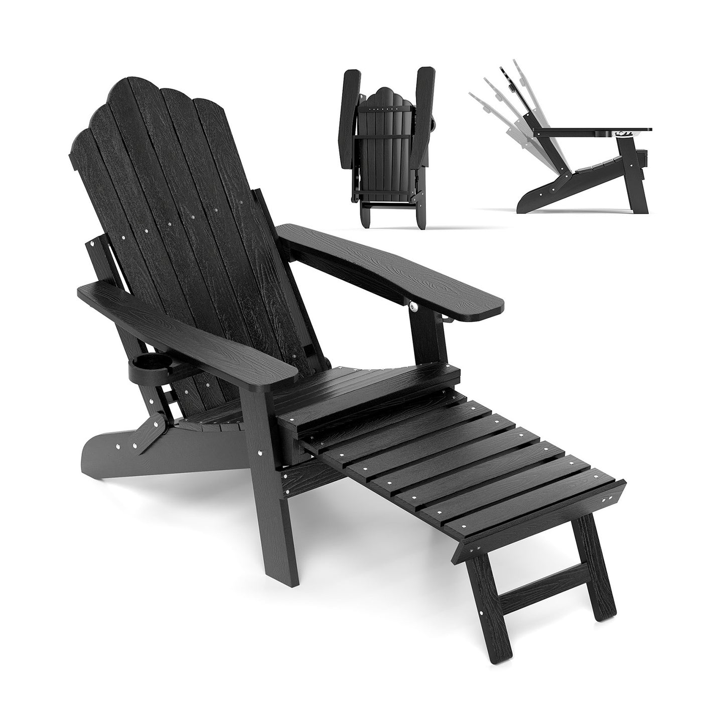 Adirondack Lounge Chair with Retractable Footrest