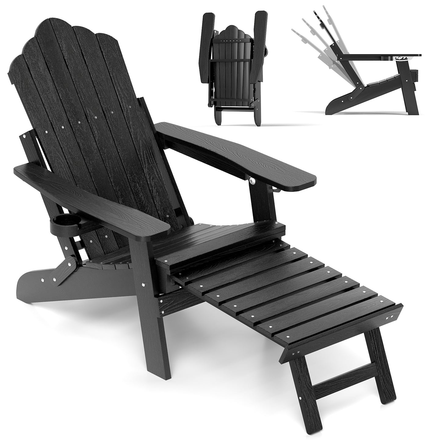 Adirondack Lounge Chair with Retractable Footrest