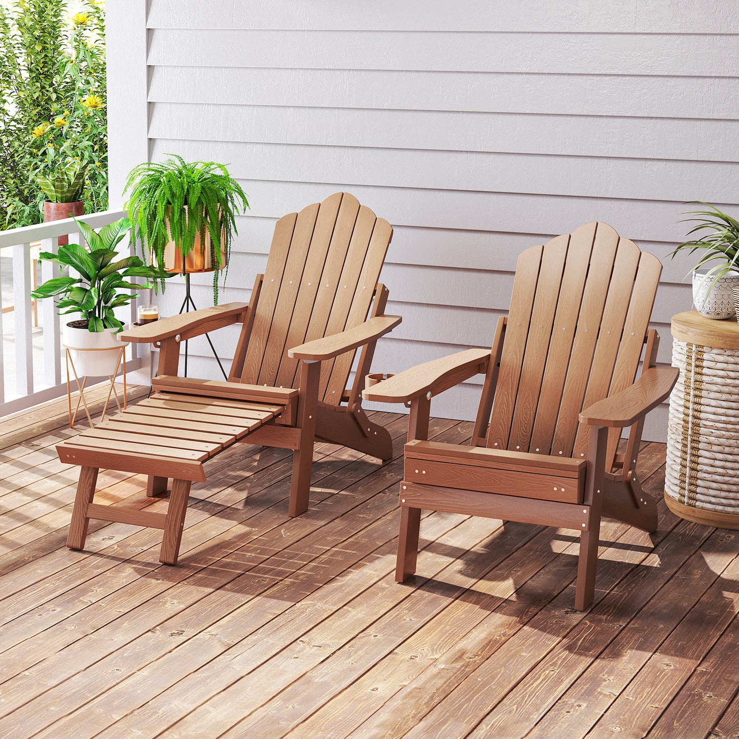 Adirondack Lounge Chair with Retractable Footrest