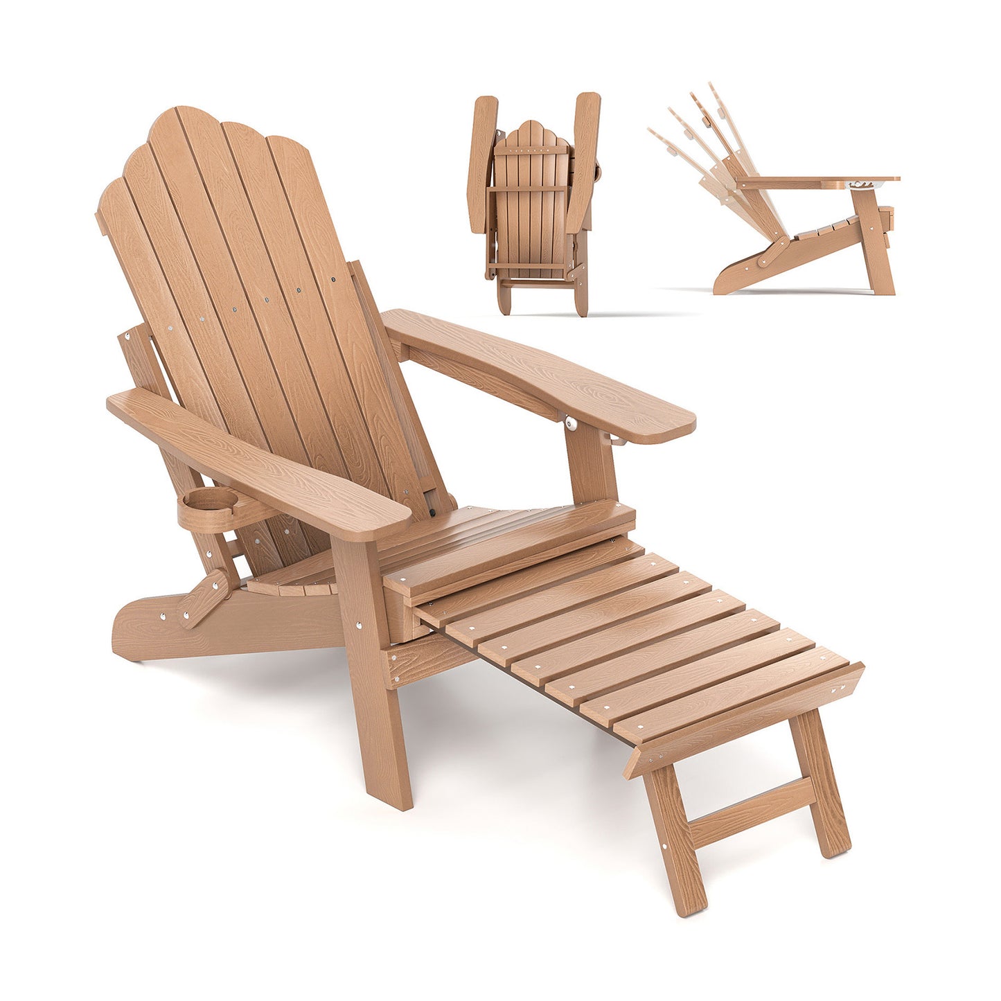 Adirondack Lounge Chair with Retractable Footrest