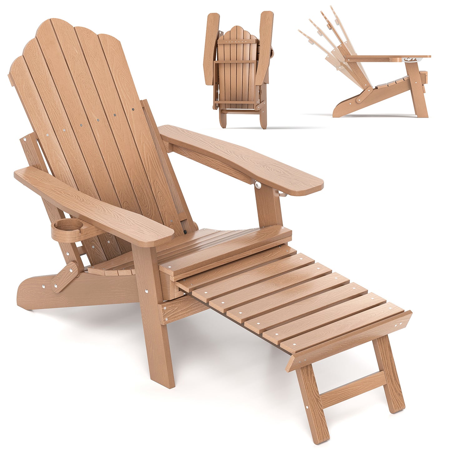 Adirondack Lounge Chair with Retractable Footrest