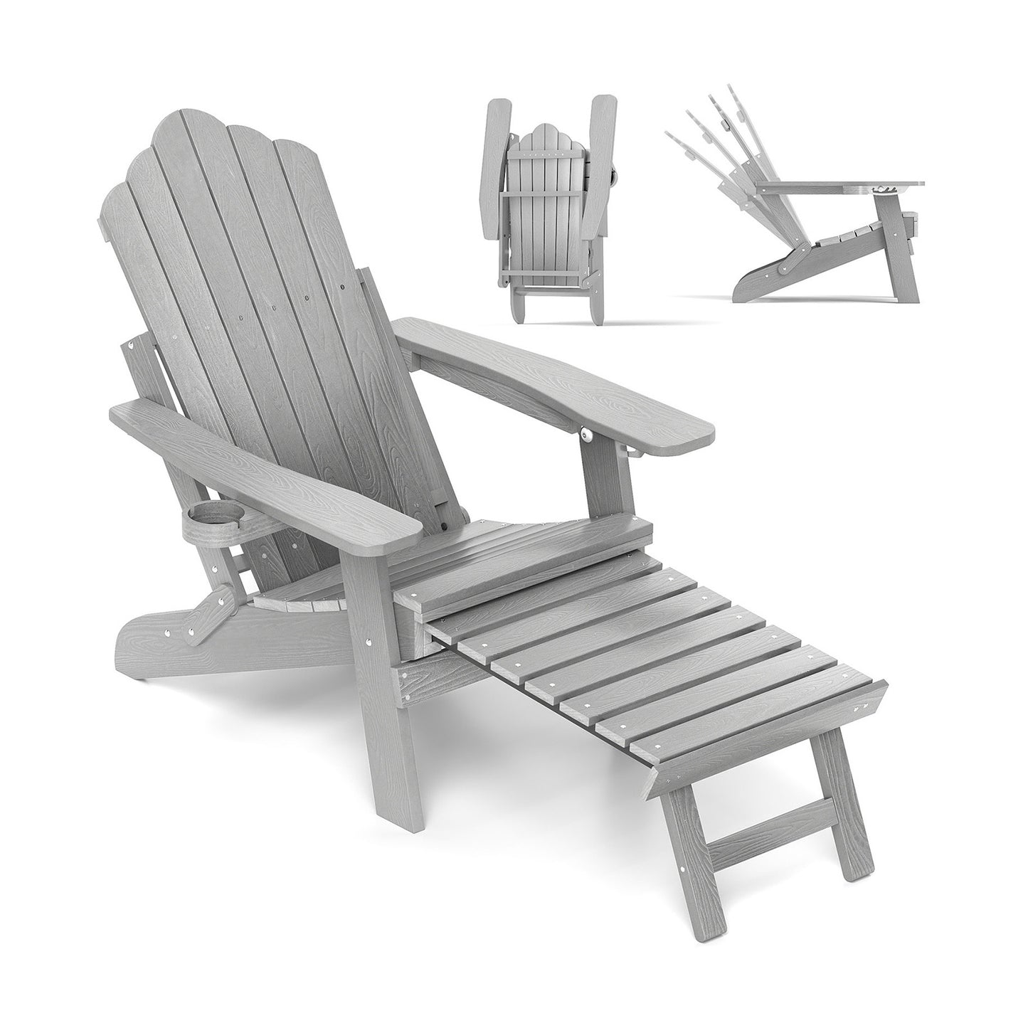 Adirondack Lounge Chair with Retractable Footrest