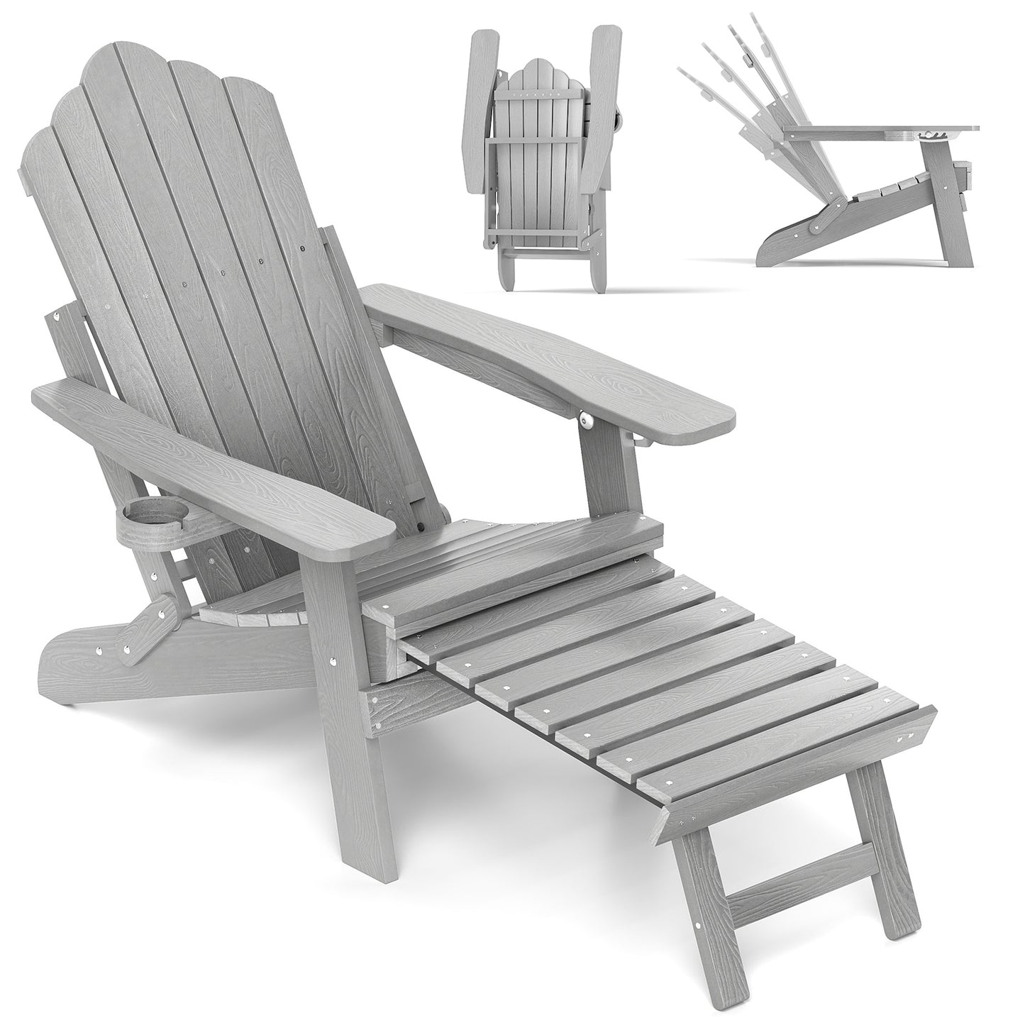 Adirondack Lounge Chair with Retractable Footrest