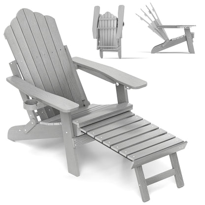 Adirondack Lounge Chair with Retractable Footrest
