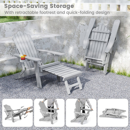 Adirondack Lounge Chair with Retractable Footrest