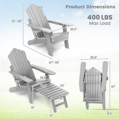 Adirondack Lounge Chair with Retractable Footrest