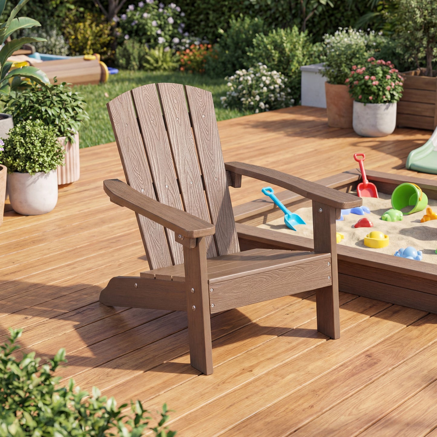 Kids Adirondack Chair with High Backrest and Armrests
