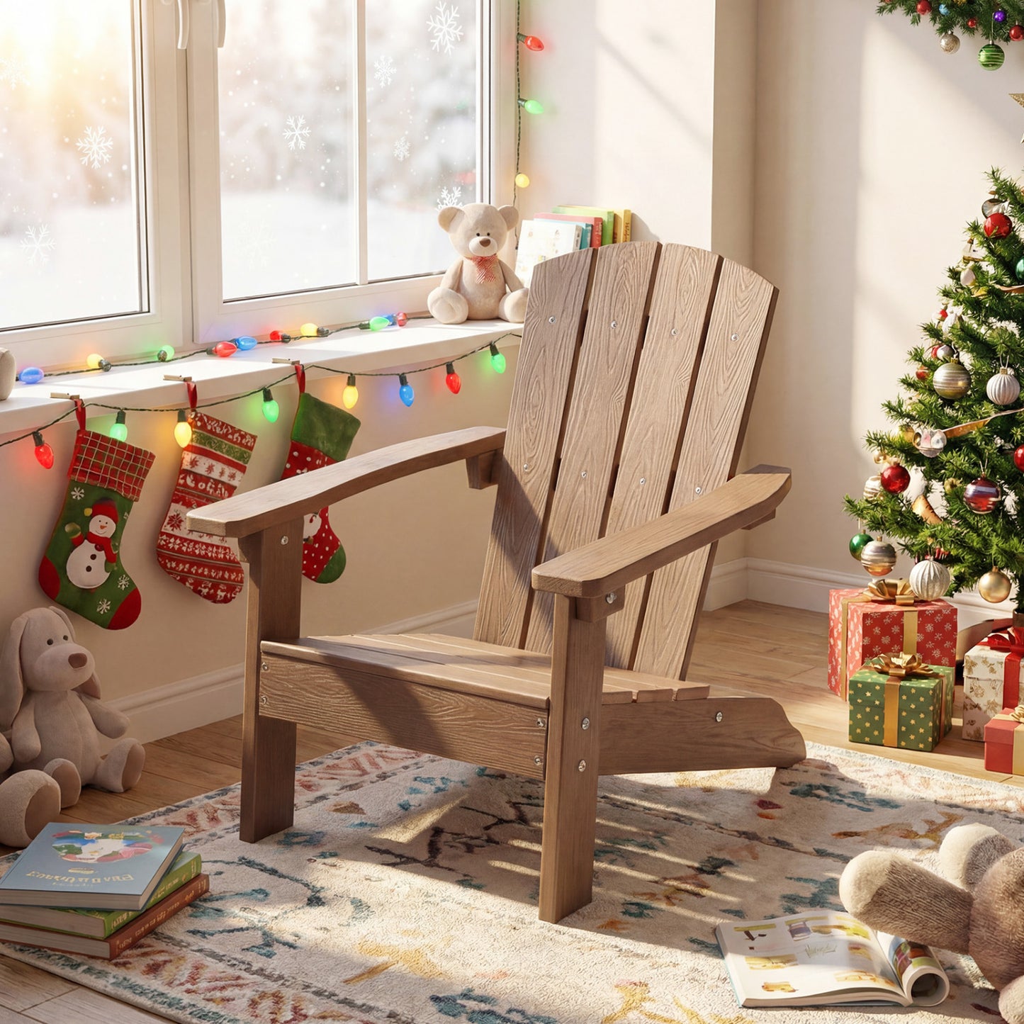 Kids Adirondack Chair with High Backrest and Armrests