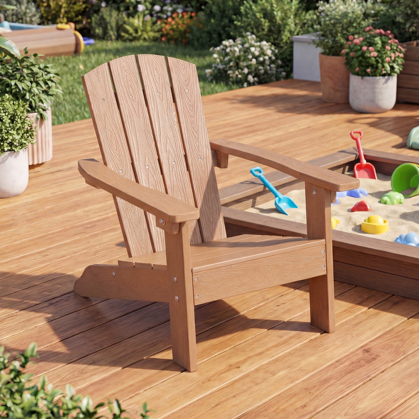 Kids Adirondack Chair with High Backrest and Armrests