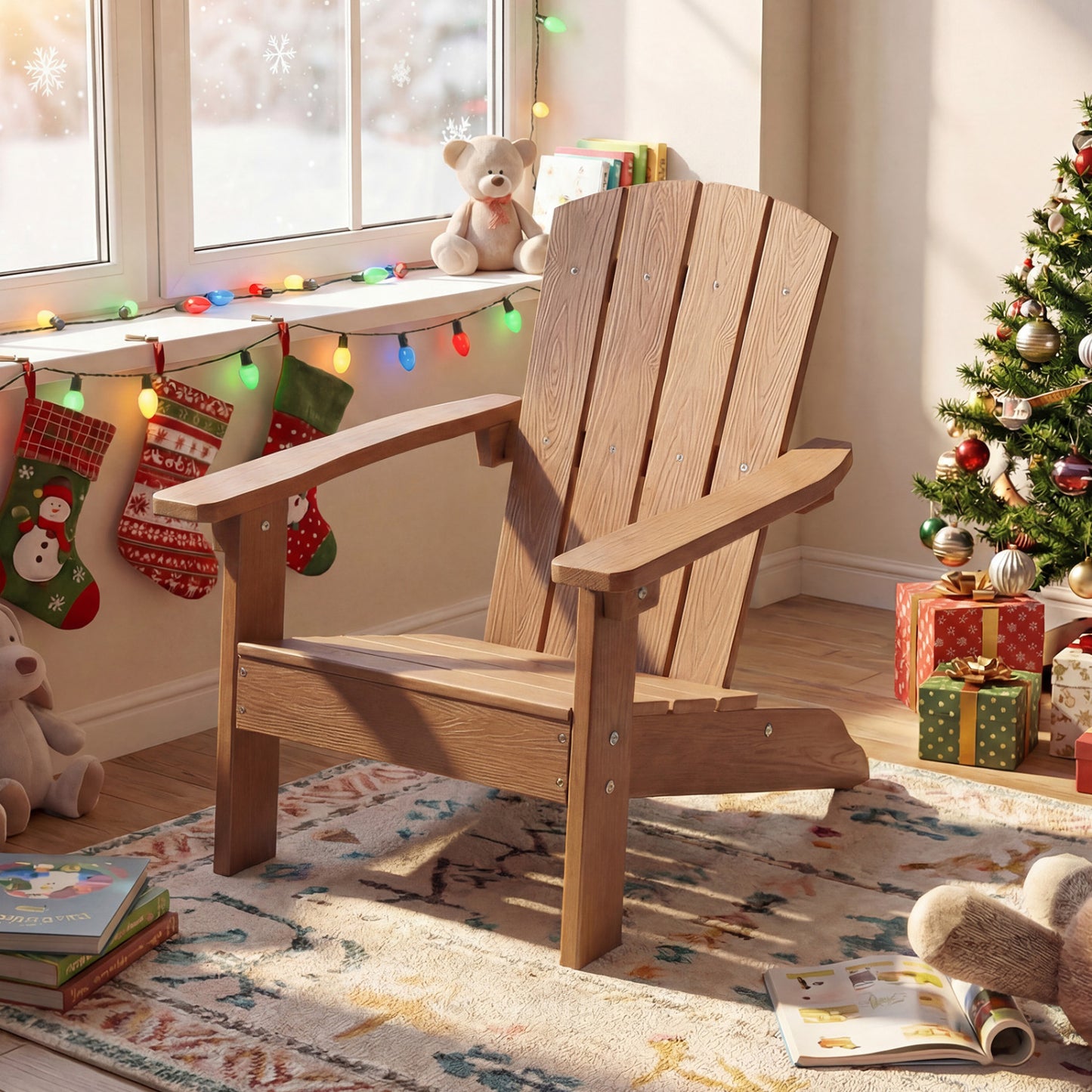 Kids Adirondack Chair with High Backrest and Armrests
