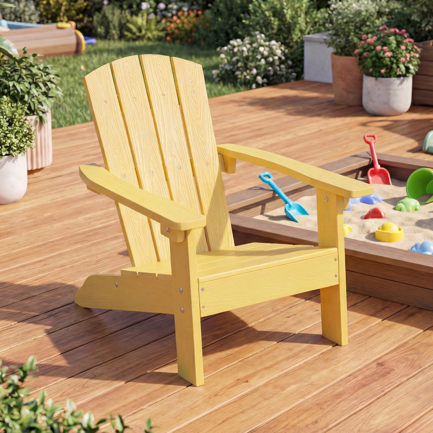 Kids Adirondack Chair with High Backrest and Armrests