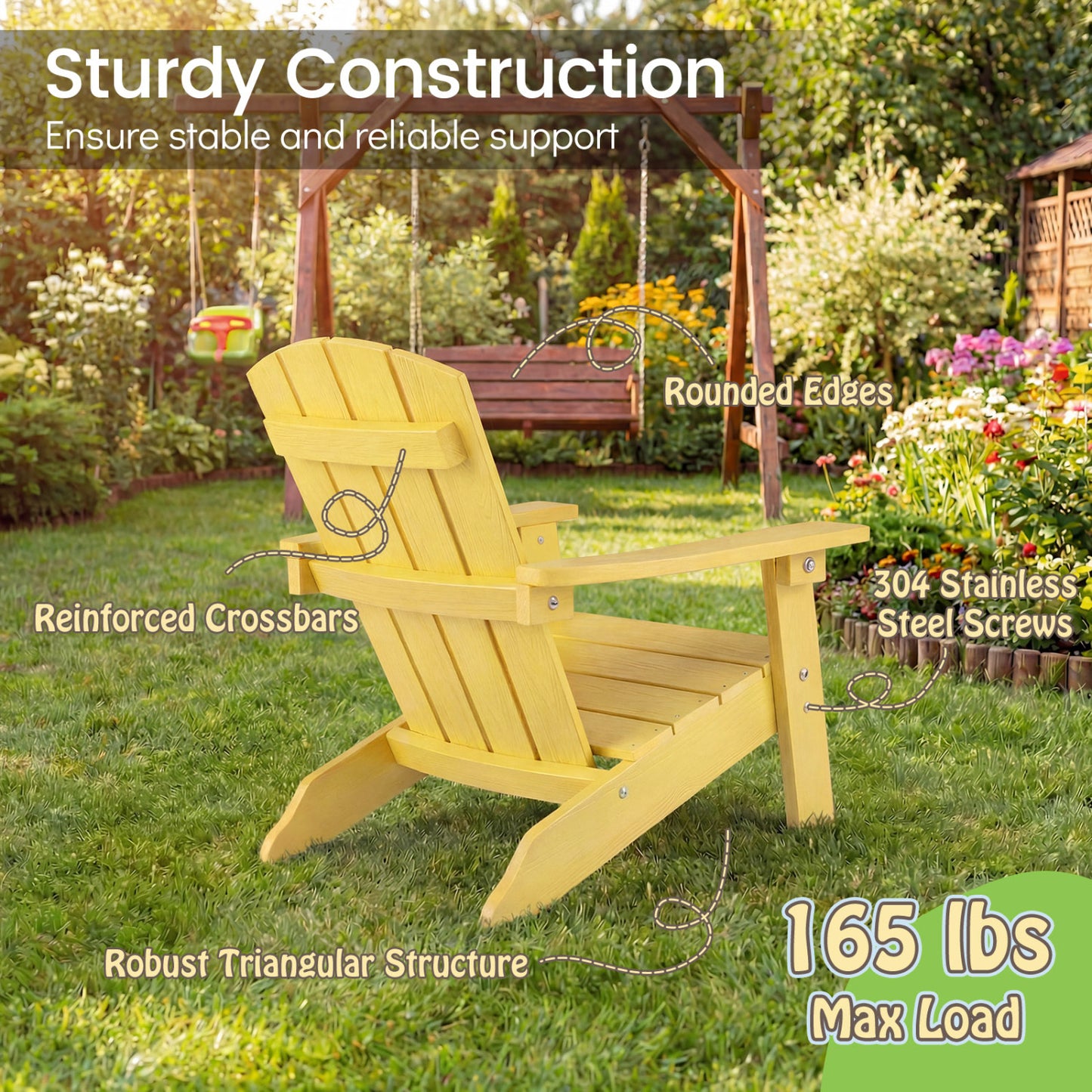 Kids Adirondack Chair with High Backrest and Armrests