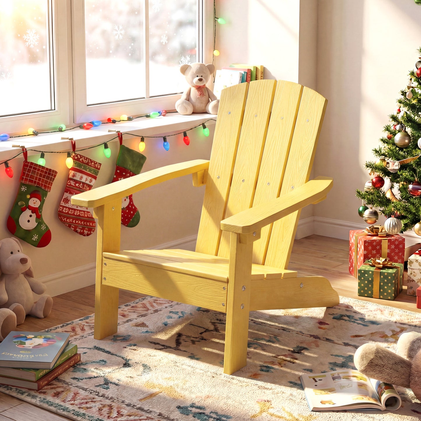 Kids Adirondack Chair with High Backrest and Armrests