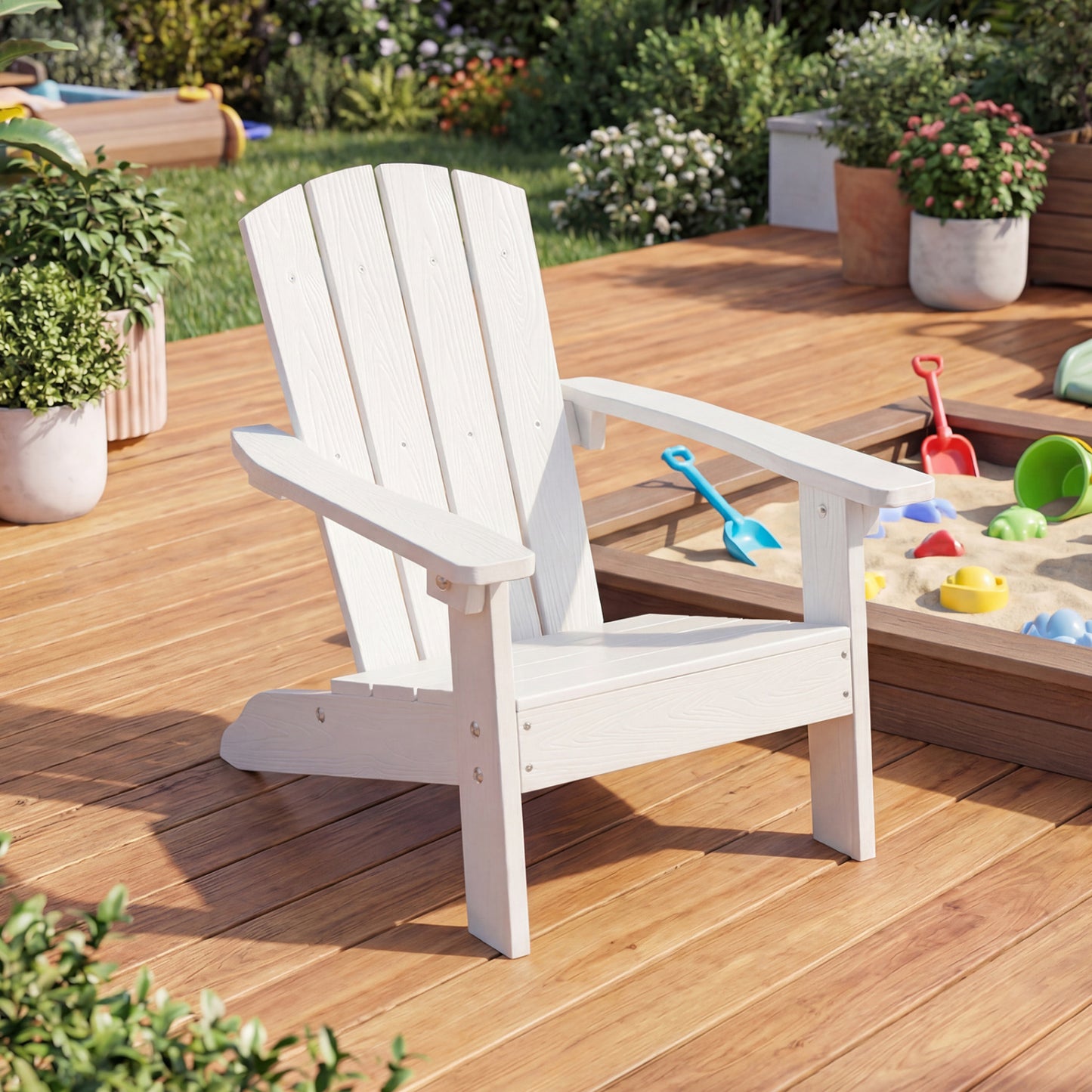 Kids Adirondack Chair with High Backrest and Armrests