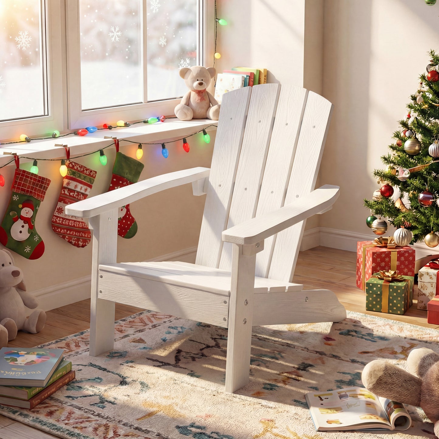 Kids Adirondack Chair with High Backrest and Armrests