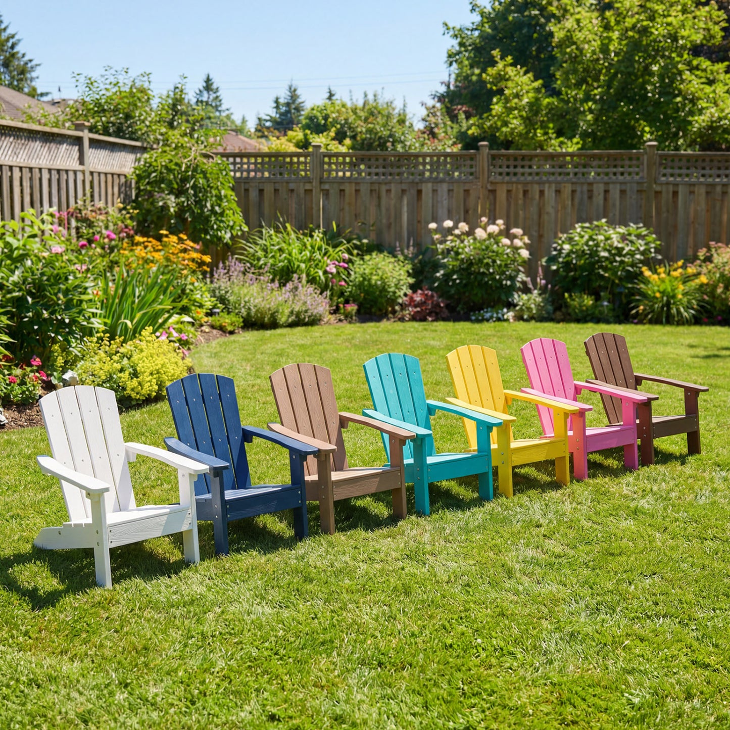 Kids Adirondack Chair with High Backrest and Armrests