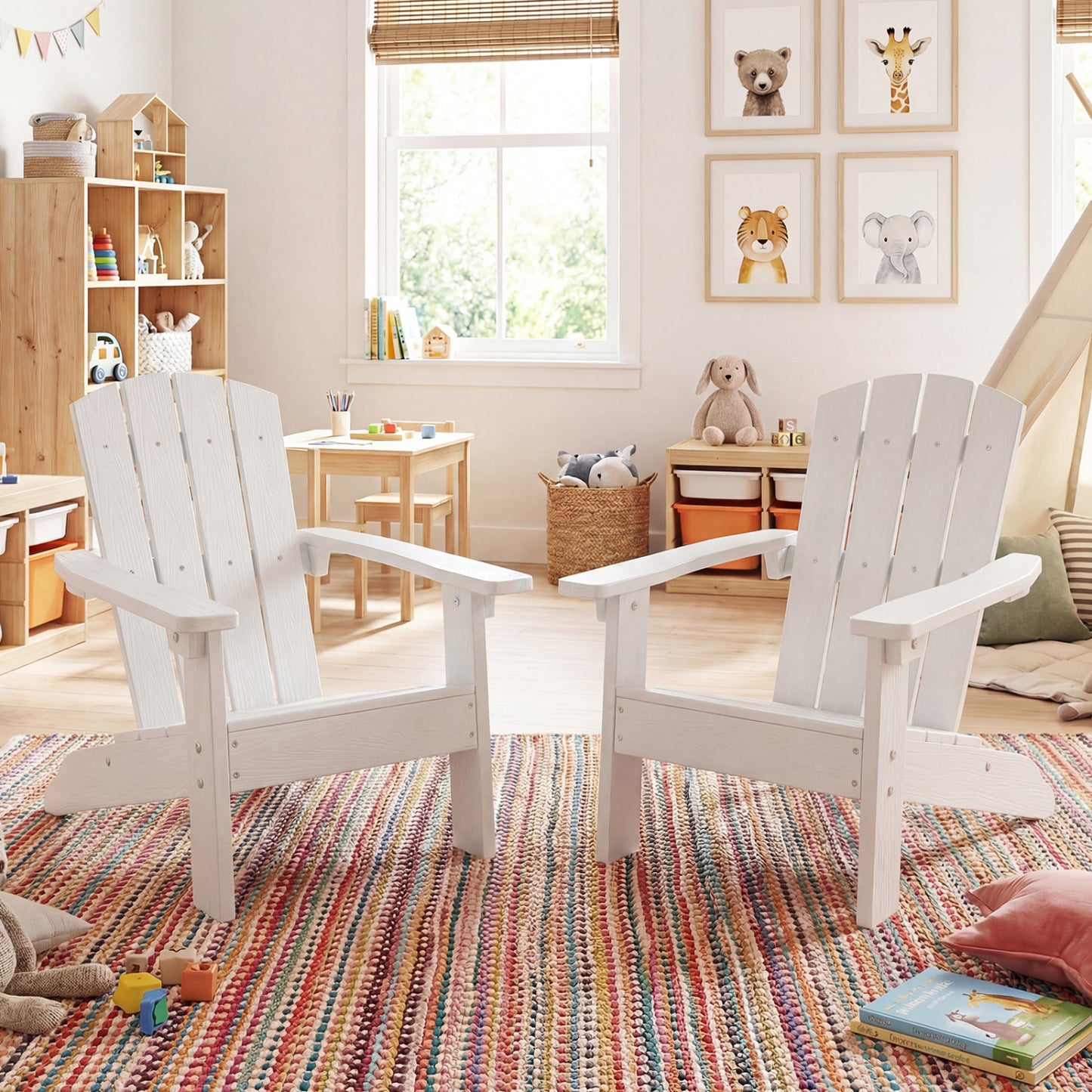 Kids Adirondack Chair with High Backrest and Armrests