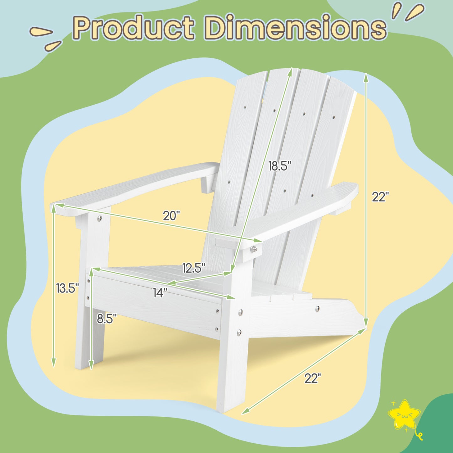 Kids Adirondack Chair with High Backrest and Armrests