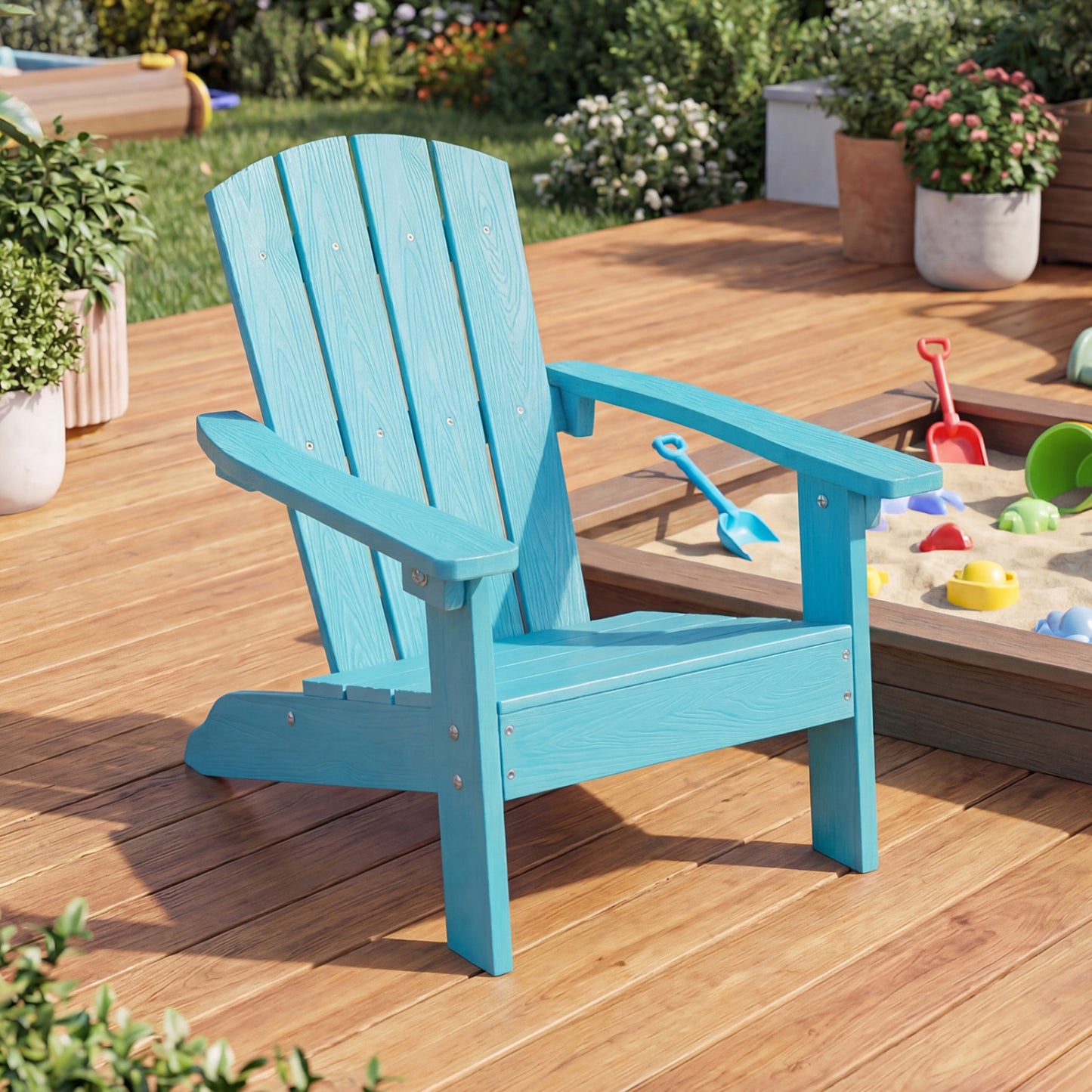 Kids Adirondack Chair with High Backrest and Armrests