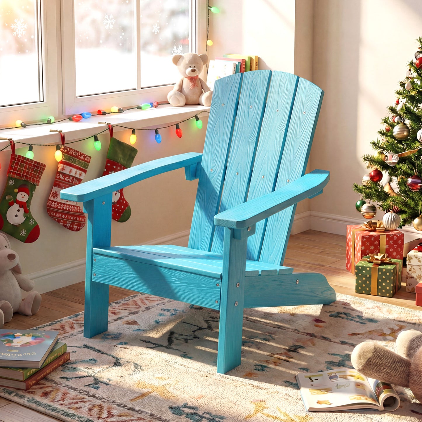 Kids Adirondack Chair with High Backrest and Armrests