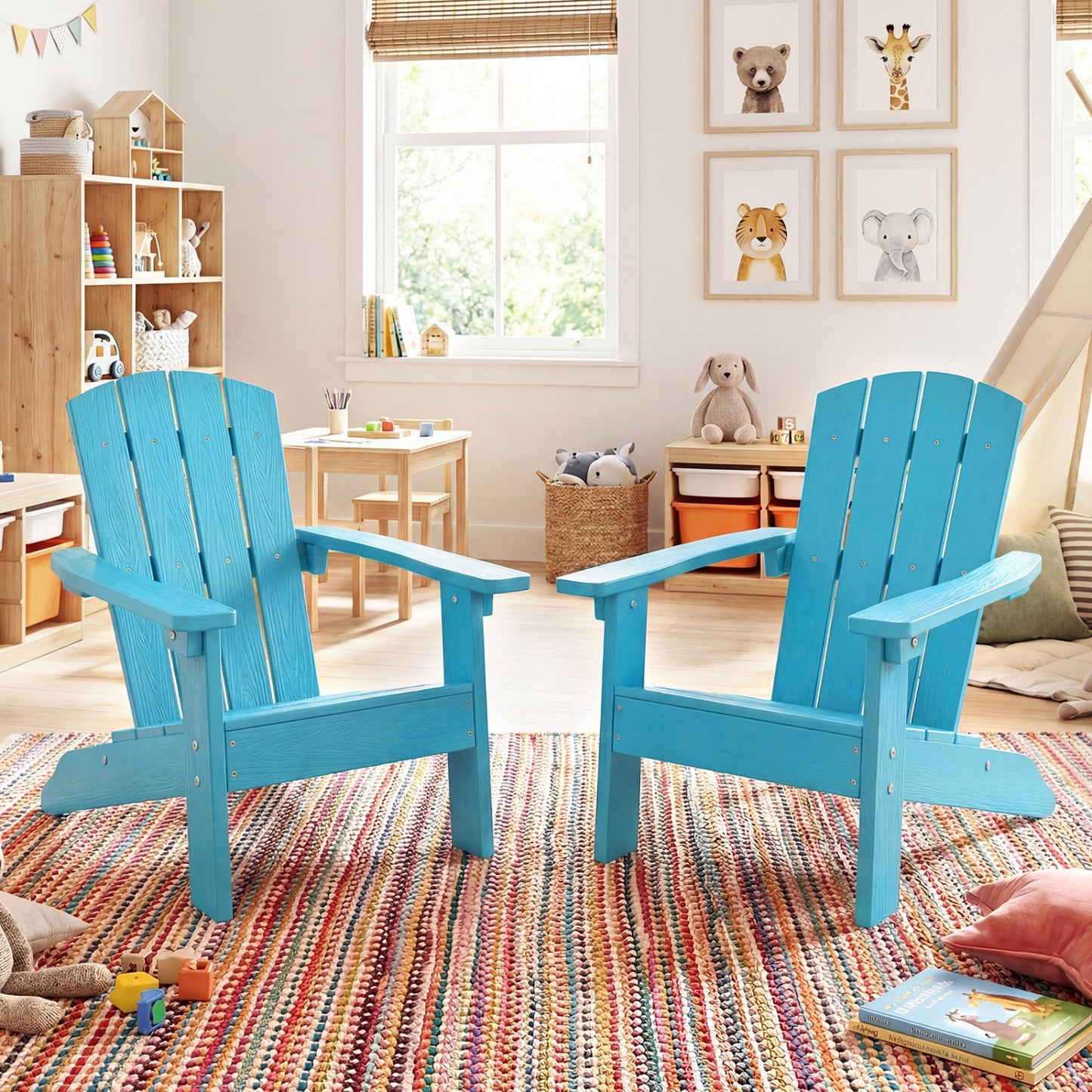 Kids Adirondack Chair with High Backrest and Armrests