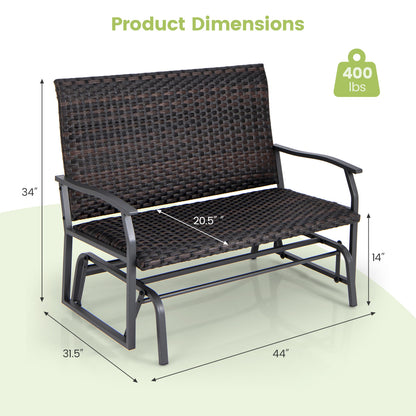 2-Person Outdoor Swing Glider Bench with Quick Dry Cushions