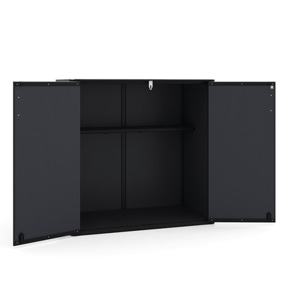 All-Weather Storage Box with Floor and Removable Shelf for Patio and Lawn
