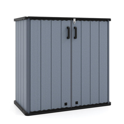 All-Weather Storage Box with Floor and Removable Shelf for Patio and Lawn