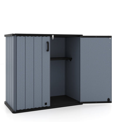All-Weather Storage Box with Floor and Removable Shelf for Patio and Lawn
