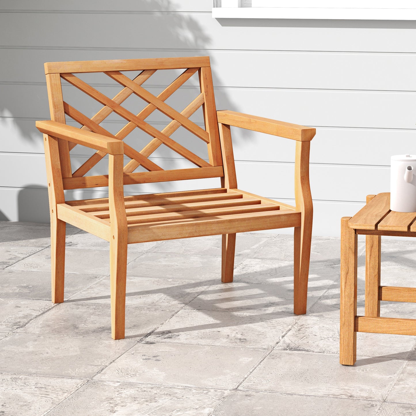 Teak Wood Patio Dining Chair with Armrests