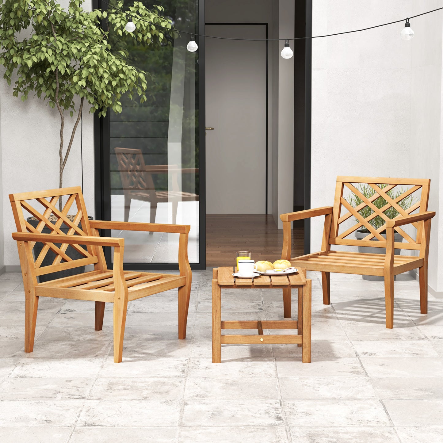 Teak Wood Patio Dining Chair with Armrests
