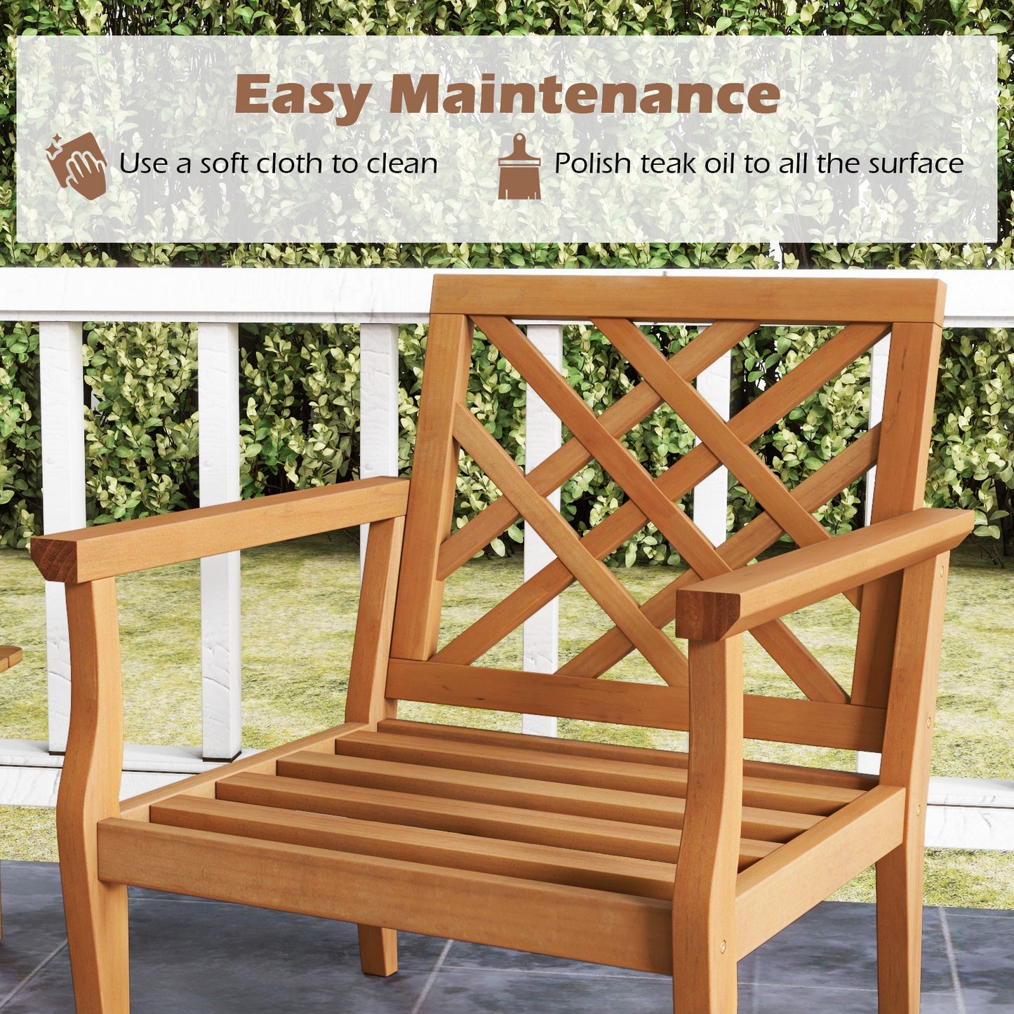 Teak Wood Patio Dining Chair with Armrests