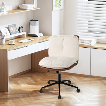Armless Office Chair with Rocking Backrest and Swivel Base