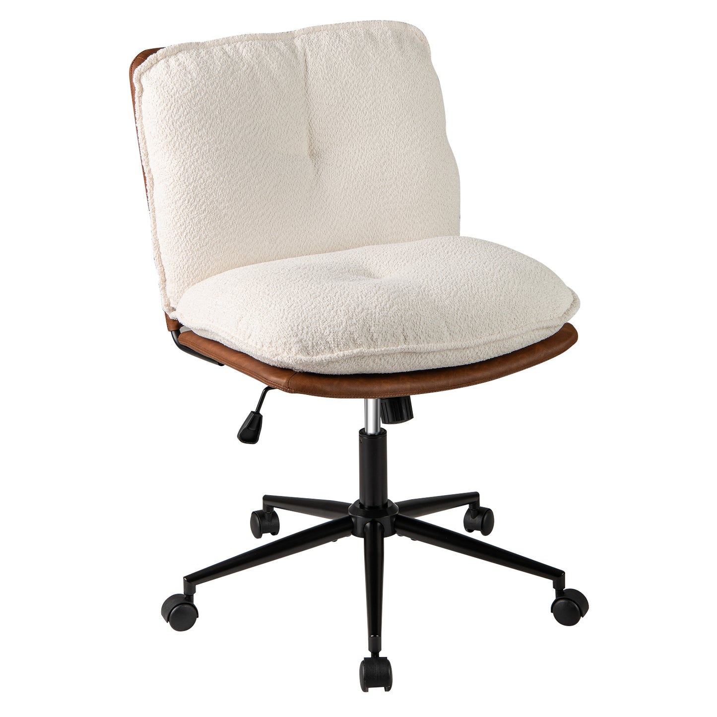 Armless Office Chair with Rocking Backrest and Swivel Base