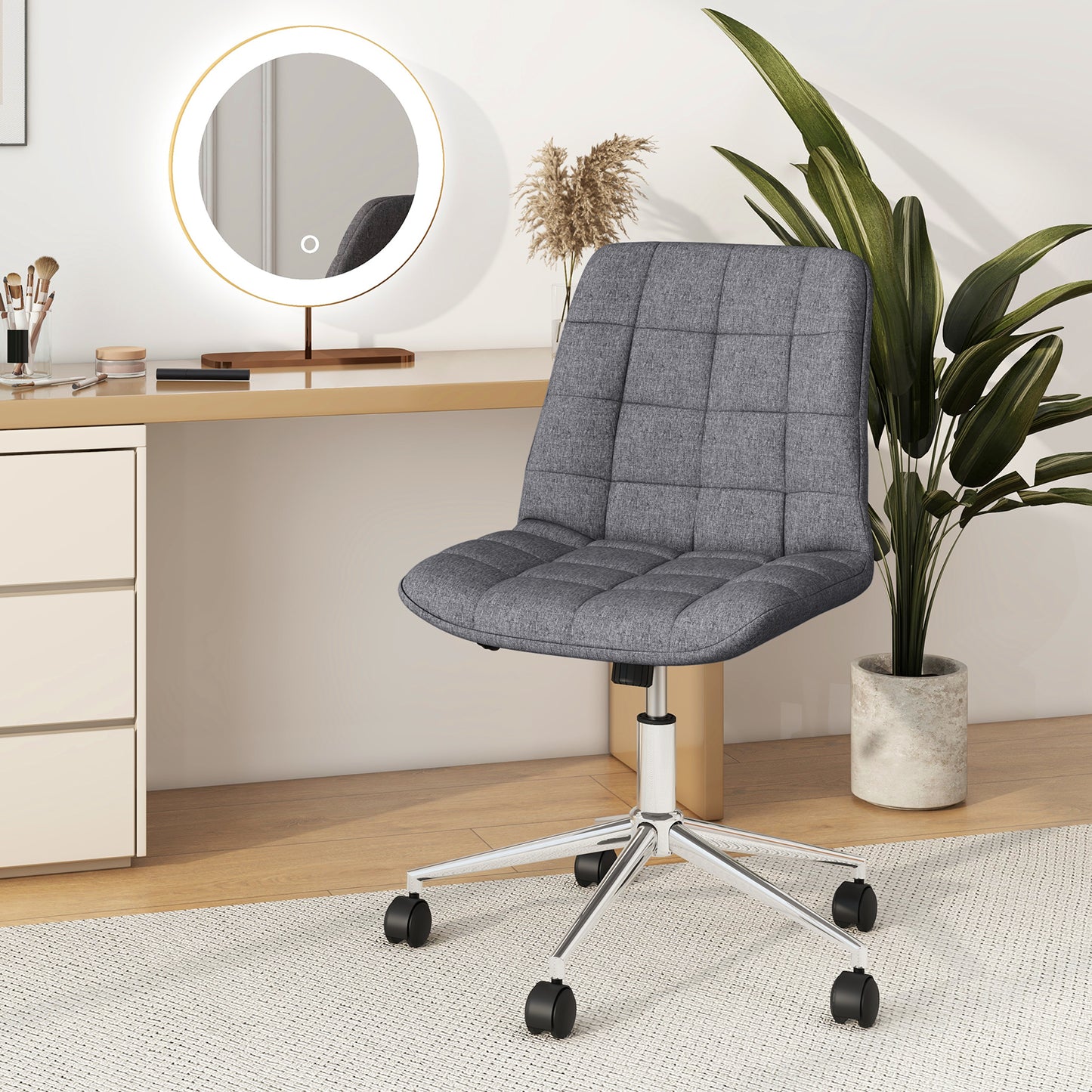 Adjustable Armless Office Chair with Wheels - Grey