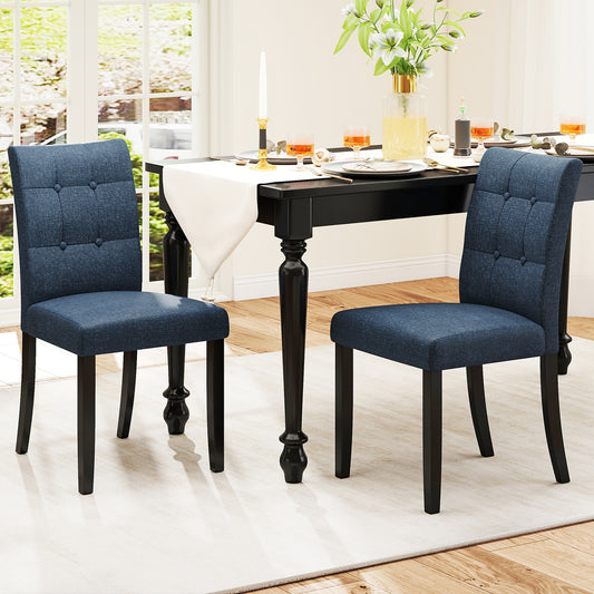 Tufted Dining Chairs Set of 2 with Rubber Wood Legs